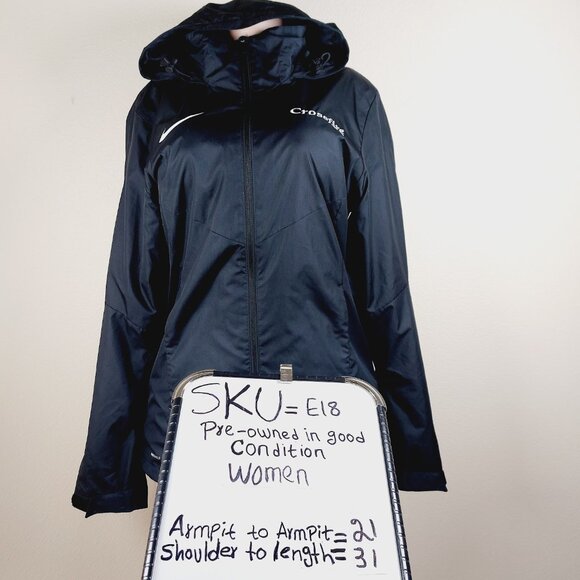 Nike Women's Black Shield Hooded Outdoor Trail Long Windbreaker Jacket Size M - Picture 14 of 14